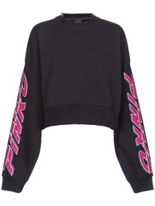 PINKO sweat crop à ornements strassés - Noir