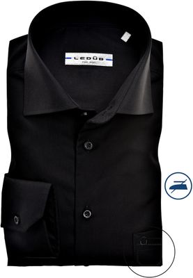 Ledȗb Heren Overhemd Zwart Borstzakje Widespread Non Iron Modern Fit