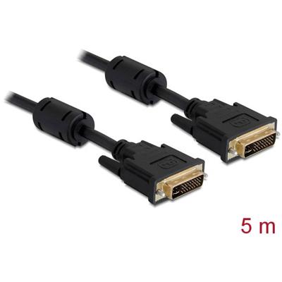 Delock 83113 DVI-kabel DVI Aansluitkabel DVI-I 24+5-polige stekker, DVI-I 24+5-polige stekker 5.00 m Zwart Met Ferrietkern