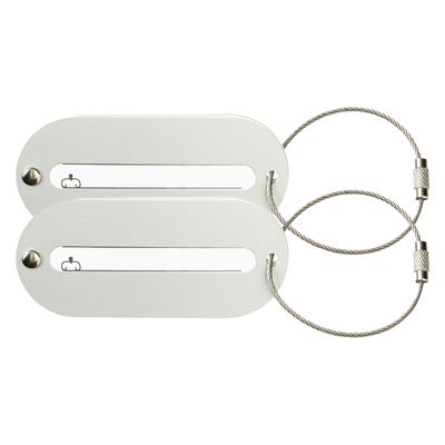 Kofferlabel Isa - 2x - zilver - 8.5 x 4 cm - reiskoffer/handbagage label