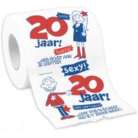 Cadeau toiletpapier rol 20 jaar verjaardag versiering/decoratie - thumbnail