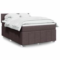 Boxspring met matras stof donkerbruin 140x190 cm