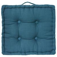 Atmosphera Vloerkussen Square - blauw - katoen - 38,5 x 38,5 x 8 cm - vierkant - Extra dik