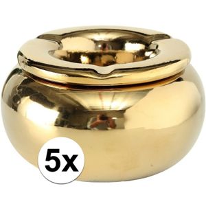 5x Gouden terras asbakken/storm asbakken 14 cm