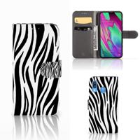 Samsung Galaxy A40 | Telefoonhoesje | Met pasjeshouder | Zebra