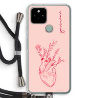 Blooming Heart: Pixel 5 Transparant Hoesje met koord