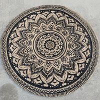 Dutch Lifestyle Vloerkleed Jaipur Classic rond 200 cm beige en zwart