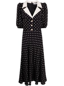 Alessandra Rich robe mi-longue en soie à pois - Noir