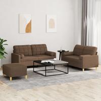 3-delige Loungeset met kussens stof bruin