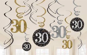 30 jaar hangdecoratie swirls mix zilver/goud