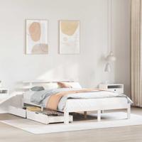 Bedframe met lades massief grenenhout wit 120x200 cm
