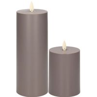 Anna Collection LED kaarsen - 2x stuks - antraciet grijs - 13 en 22 cm