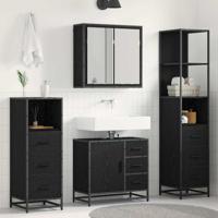 Badkamermeubelset met lade 4 pcs Zwart eiken 65 x 33 x 60 cm