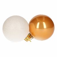 Kerstboom decoratie kerstballen mix wit/goud 12 stuks 5 cm - thumbnail