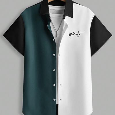 Bon&Bon Men's Colorblock Letter Graphic Loose Fit Short Sleeve Shirt Multicolor-2 / S