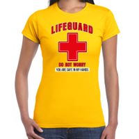 Lifeguard verkleed t-shirt dames - strandwacht/carnaval outfit - geel - do not worry