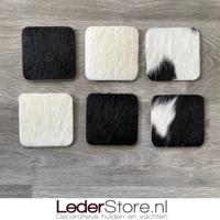 Koeienhuid onderzetters zwart wit 10x10cm