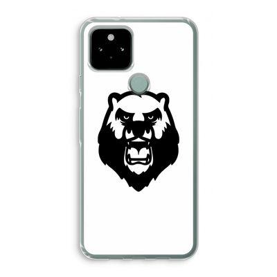Angry Bear (white): Google Pixel 5 Transparant Hoesje