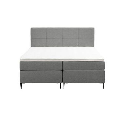 Boxspring Liv geblokt - lichtgrijs - 160x200 cm - slanke poot - Leen Bakker