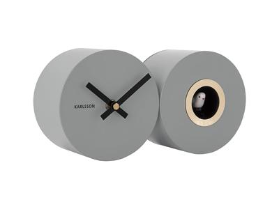 Wandklok Duo Cuckoo - Mat Muisgrijs - 26x13x7,2cm