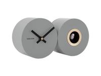 Wandklok Duo Cuckoo - Mat Muisgrijs - 26x13x7,2cm