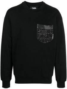 Karl Lagerfeld sweat à poche en tweed en coton biologique - Noir