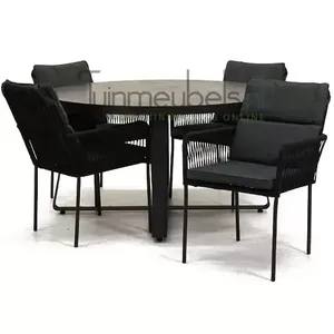 Tuinstoel Vita Gino zwart met braga tafel 140 cm