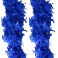 Carnaval verkleed veren Boa - 2 stuks - blauw - 180 cm - thumbnail