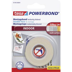 tesa INDOOR 55740-00001-02 Montagetape tesa Powerbond Wit (l x b) 1.5 m x 19 mm 1 stuk(s)