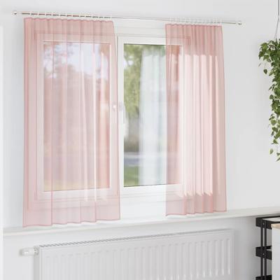Gordijnen voile met lussen 2 st 140x140 cm roze