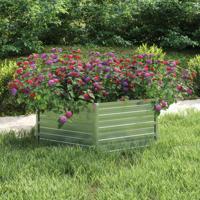 VidaXL Plantenbak verhoogd 129x45 cm gegalvaniseerd staal zilverkleur