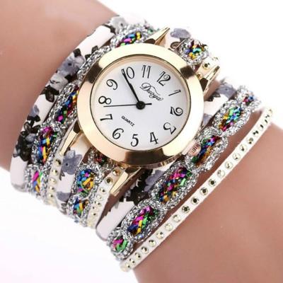 Douya D048 nationale stijl cirkel armband quartz horloge (wit)
