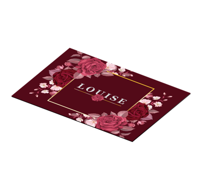 Klantgericht met rozennaam vinyl placemats