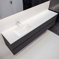 Mondiaz Vica Cloud badmeubel antraciet mat 200 cm 4 lades solid surface enkele spoelbak links 1 kraangat