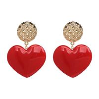 Perzik hart oorbellen retro serie acryl Stud Oorbellen voor vrouwen (rood)