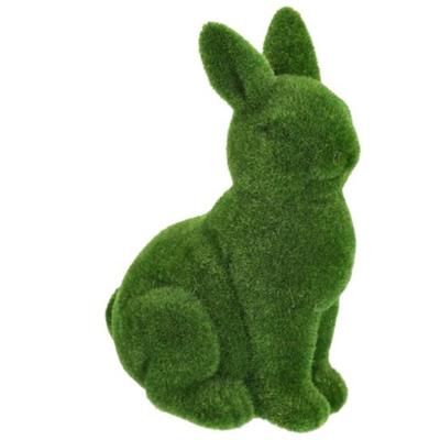 Decoratie beeld paashaas / konijn - zittend - groen - kunst mos - 25 cm - paasdecoratie
