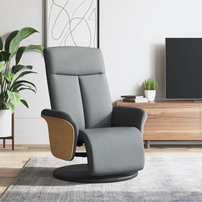 Fauteuil verstelbaar met voetensteun stof lichtgrijs