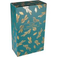 Flesdoos | Dennentakjes | karton + PE | 2 flessen | 190x95x330mm | Kerstmis | groen/goud | 100 stuks