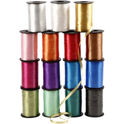 Creativ Company Cadeaulint, b: 10 mm, glossy, diverse kleuren, 15x250 m/ 1 doos