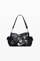 Middelgrote bowlingtas met leerlook en letters - BLACK - U