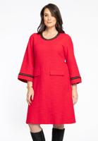 Yoek Jurk Frontpocket BOUCLE | Rood | Maat 42/44