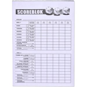 Scoreblok Yahtzee - 100 vellen - dobbelspel - punten opschrijven - 10 x 15 cm