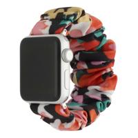 Apple Watch Nylon Scrunchie Band - Bloemen Zwart Multi - 44, 45, 46 & 49mm - ML