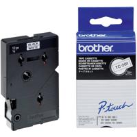 Labeltape Brother TC TC-201 Kunststof Tapekleur: Wit Tekstkleur:Zwart 12 mm 7.7 m - thumbnail
