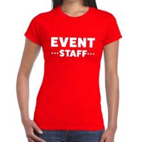 Event staff tekst t-shirt - rood - voor dames - evenementen personeel - crew kleding