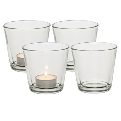 Theelichthouder - 4x - 7,5 cm - transparant - glas - waxinelichthouder - kaarsenhouder
