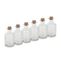 6x Transparante glazen flessen met kurken dop 125 ml