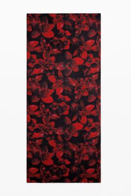 Rechthoekige sjaal met rode bloemen - BLACK - U