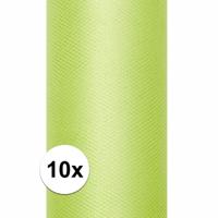 Glitter tule stof - 10x - groen - 15 x 900 cm - hobbyartikelen/knutselspullen