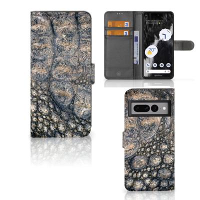 Google Pixel 7 Pro | Telefoonhoesje | Met pasjeshouder | Krokodillenprint